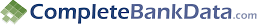 Logo for CompleteBankData.com with a green, diamond-shaped pattern on the left and the company name in blue and black text on a white background.