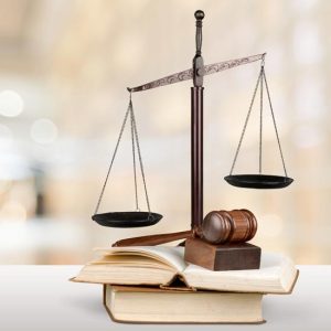 Scales of justice on books