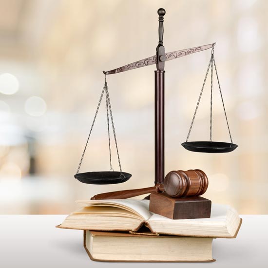 Scales of justice on books